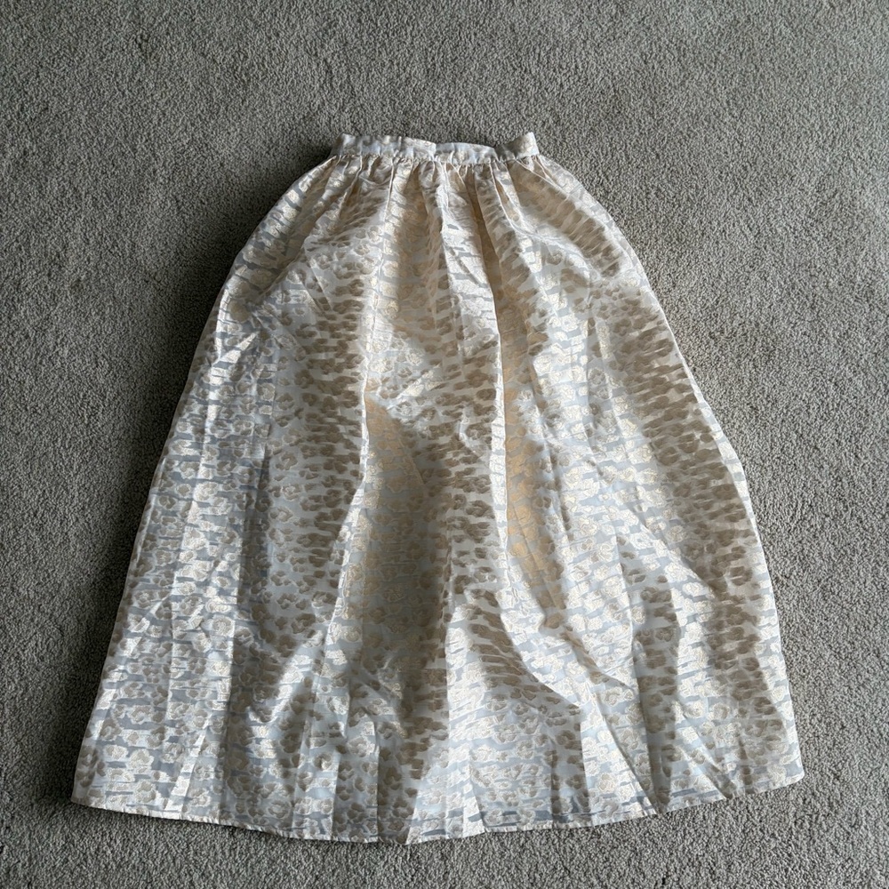 Anthropologie Pankaj & Nidhi Metallic Burnout Wedding Shimmer Maxi Skirt Size Xs - Picture 9 of 15